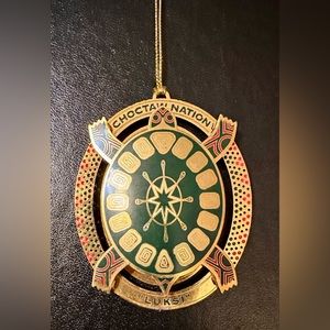 Choctaw Nation Oklahoma  “Luksi” Turtle Christmas Ornament Gold Tone Metal 2010